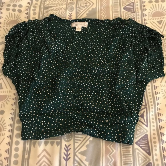 Band of Gypsies Flouncy Polka Dot Crop Top (XS) - Picture 1 of 5